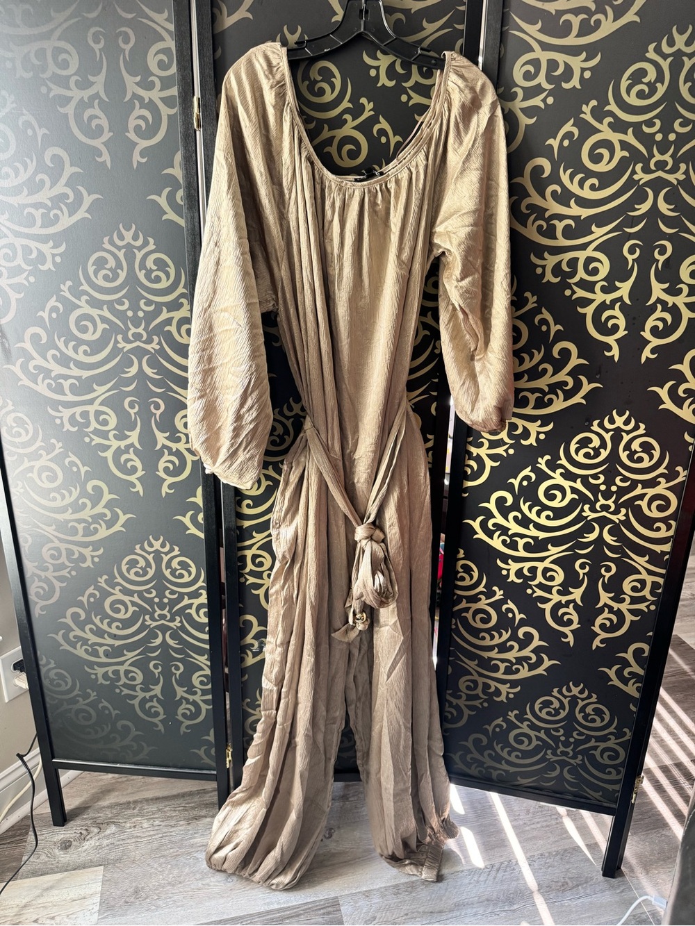 Fashion Nova Taupe Beige Jumpsuit with Tie Waist